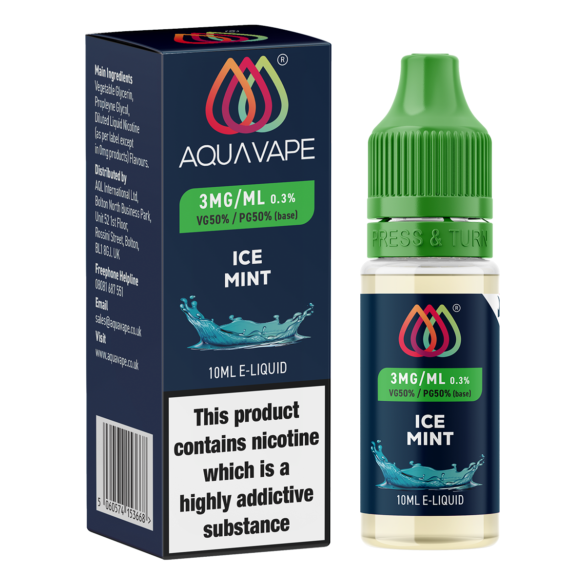 Ice Mint E-Liquid by Aquavape | 10ml Ice Mint E-Liquid by Aquavape | 10ml
