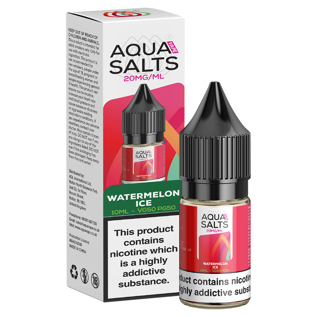Watermelon Ice Nic Salt by Aqua Salts 10ml  Aquavape