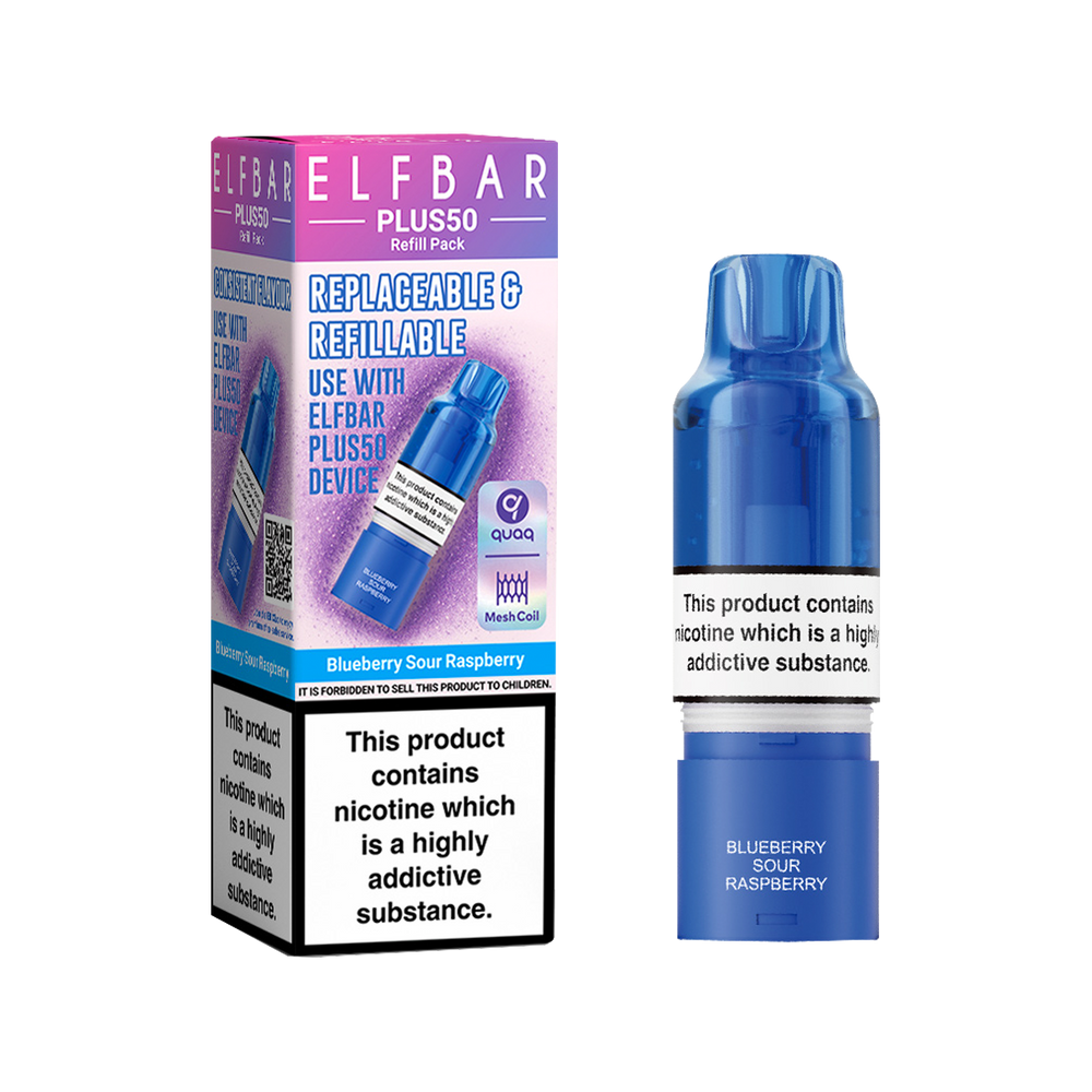Blueberry Sour Raspberry ElfBar Plus 50 Refill Pack