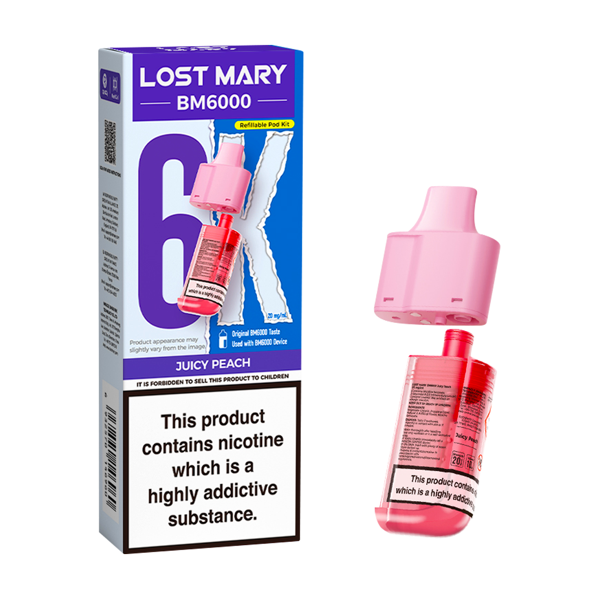 Juicy Peach Lost Mary BM6000 Refill Pack  Aquavape