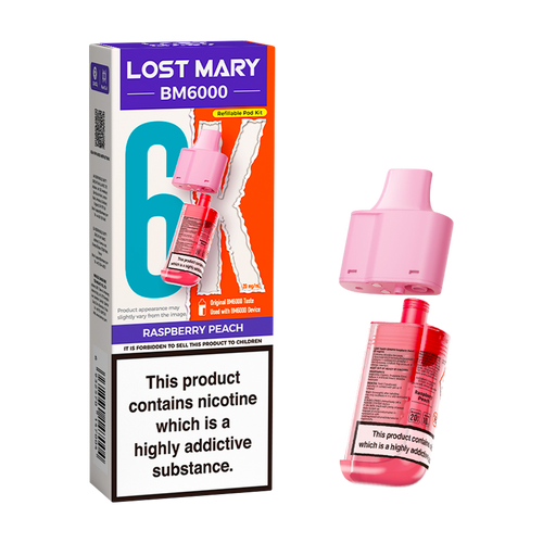 lost mary bm6000 refill pack raspberry peach