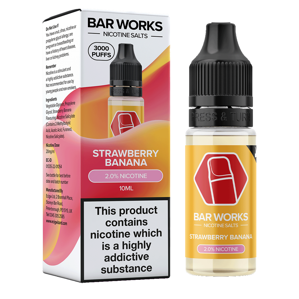 Strawberry Banana Bar Works Nic Salt ELiquid Vape Juice Aquavape