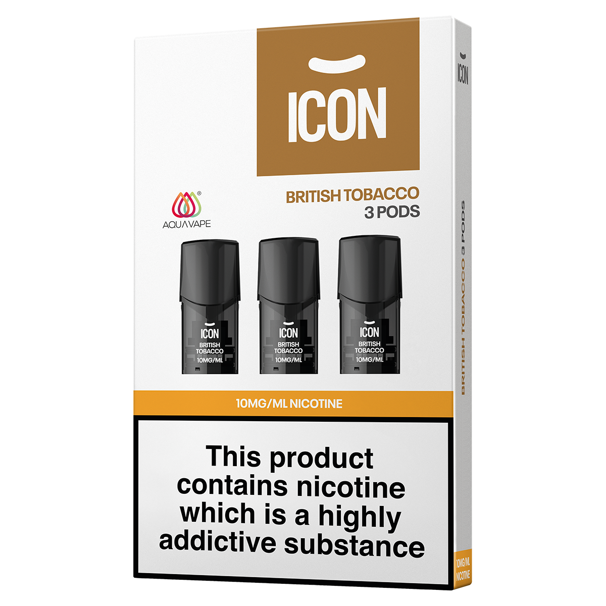 icon tobacco and vape Aquavape British Pods (Pack of 3) ICON TOBACCO BLACK 60ml