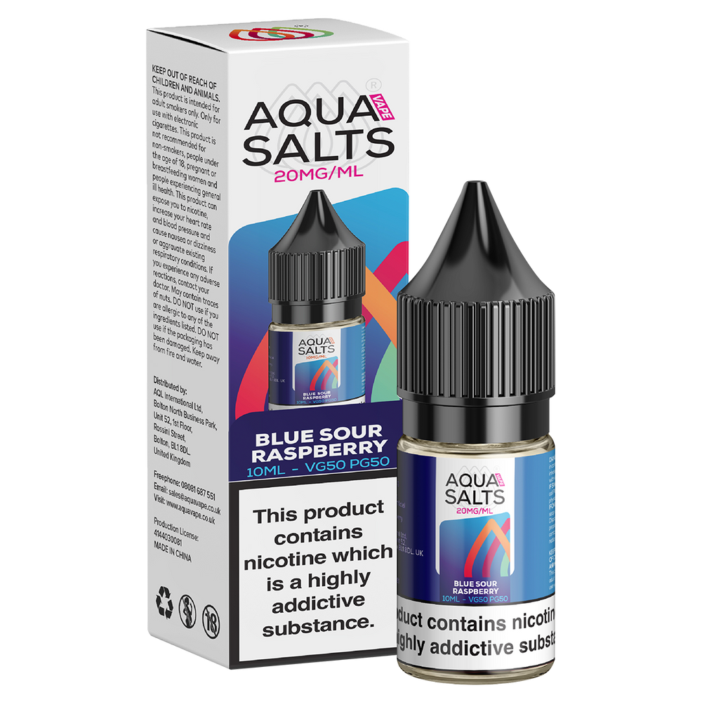 Blue Sour Raspberry Nic Salt by Aqua Salts 10ml 20mg