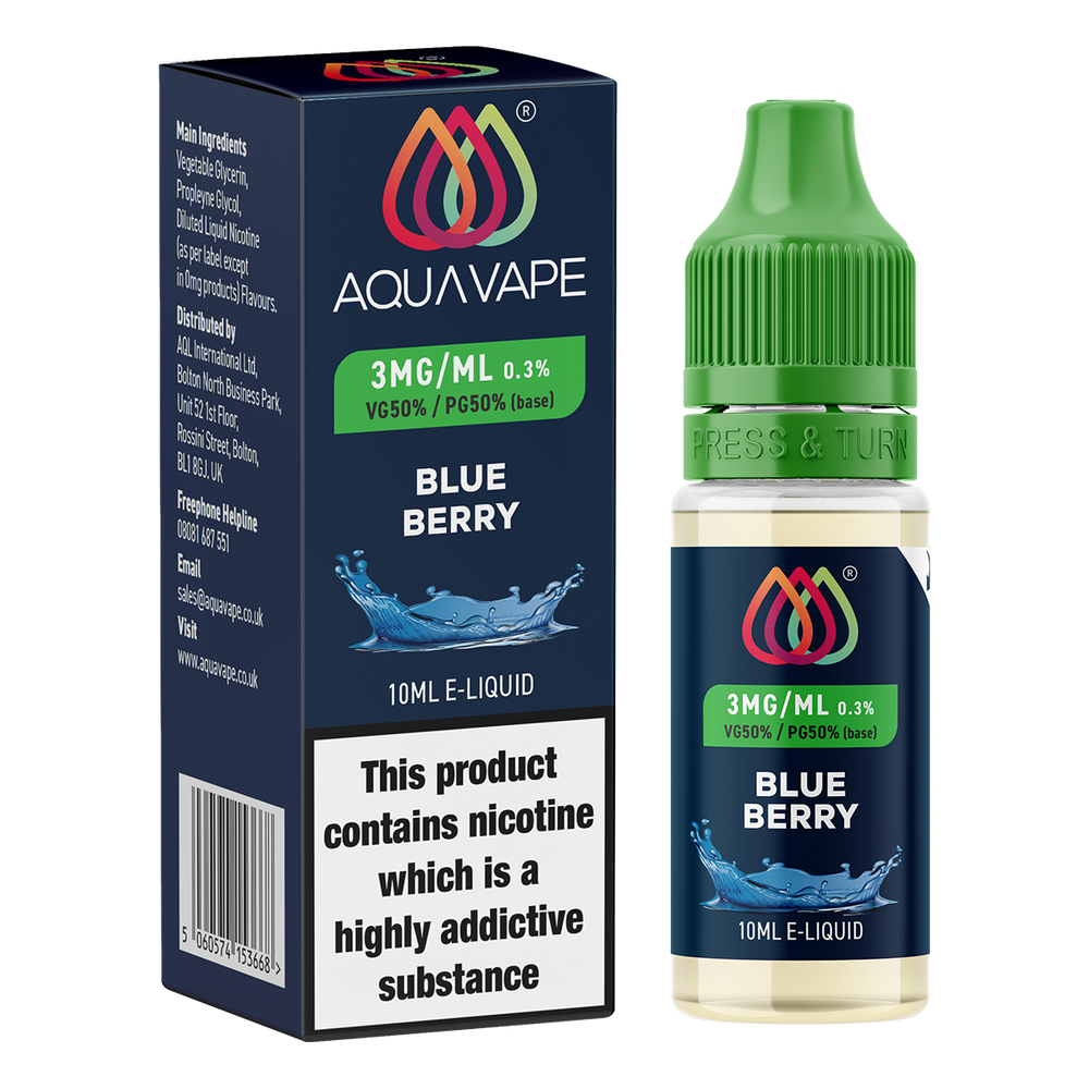 Blueberry E-Liquid by Aquavape - 10ml 3mg