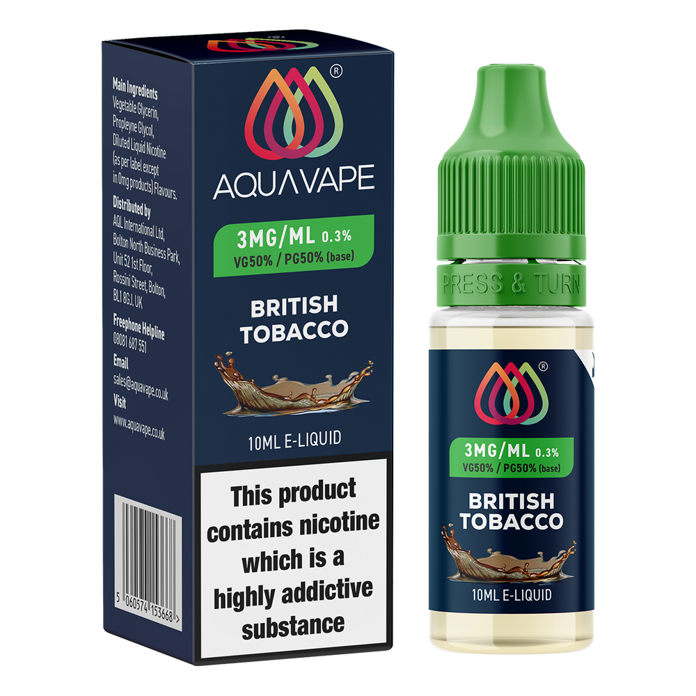 British Tobacco by Aquavape 10ml | E-Liquid British Tobacco by Aquavape 10ml | E-Liquid