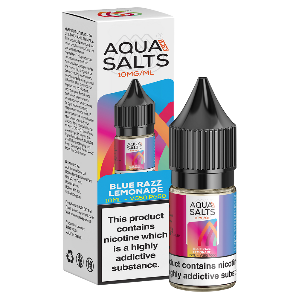 Blue Razz Lemonade Nic Salt by Aqua Salts 10ml 10mg