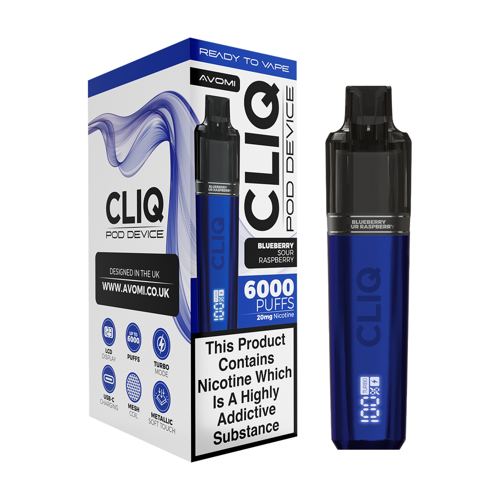 Avomi Cliq 6000 Puff Vape Kit Blueberry Sour Raspberry