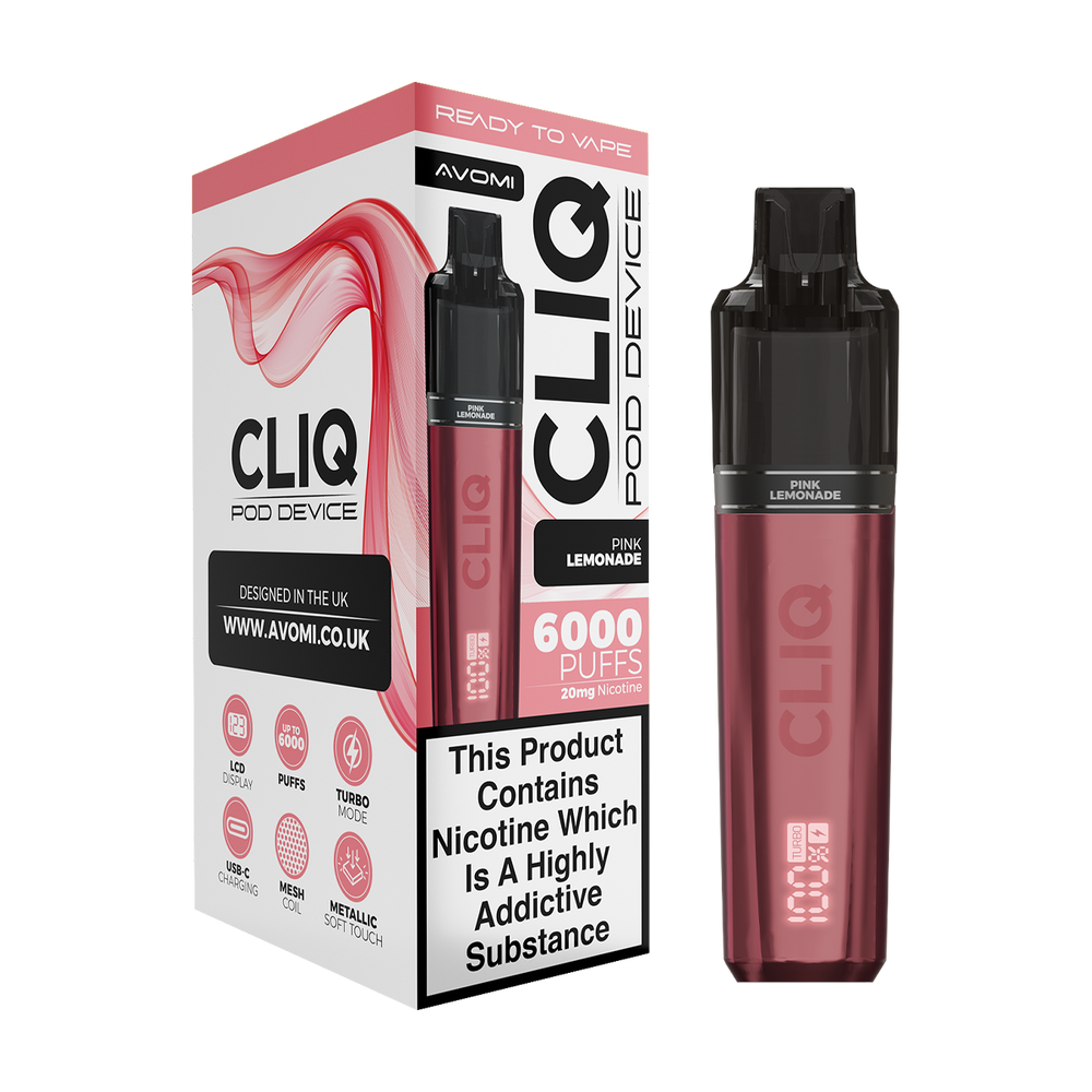 Avomi Cliq 6000 Puff Vape Kit pink lemonade