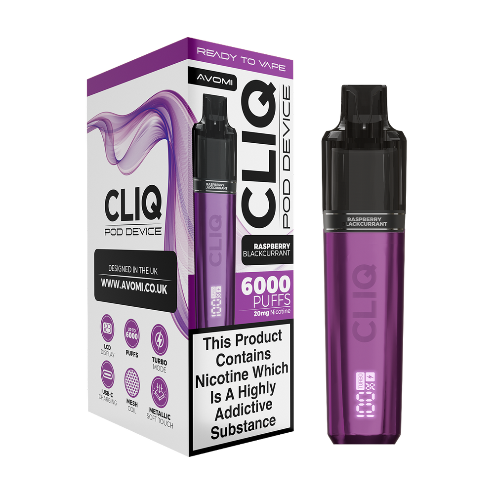 Avomi Cliq 6000 Puff Vape Kit raspberry blackcurrant