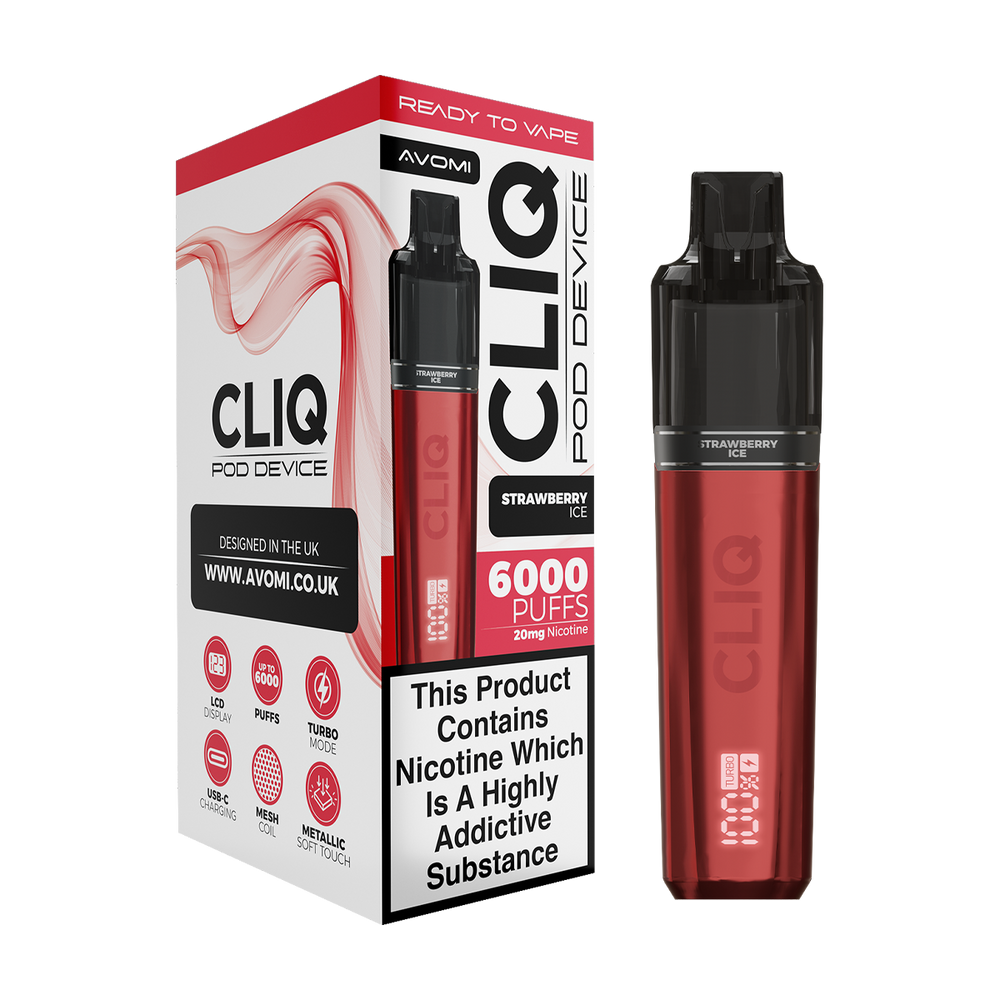 Avomi Cliq 6000 Puff Vape Kit strawberry ice
