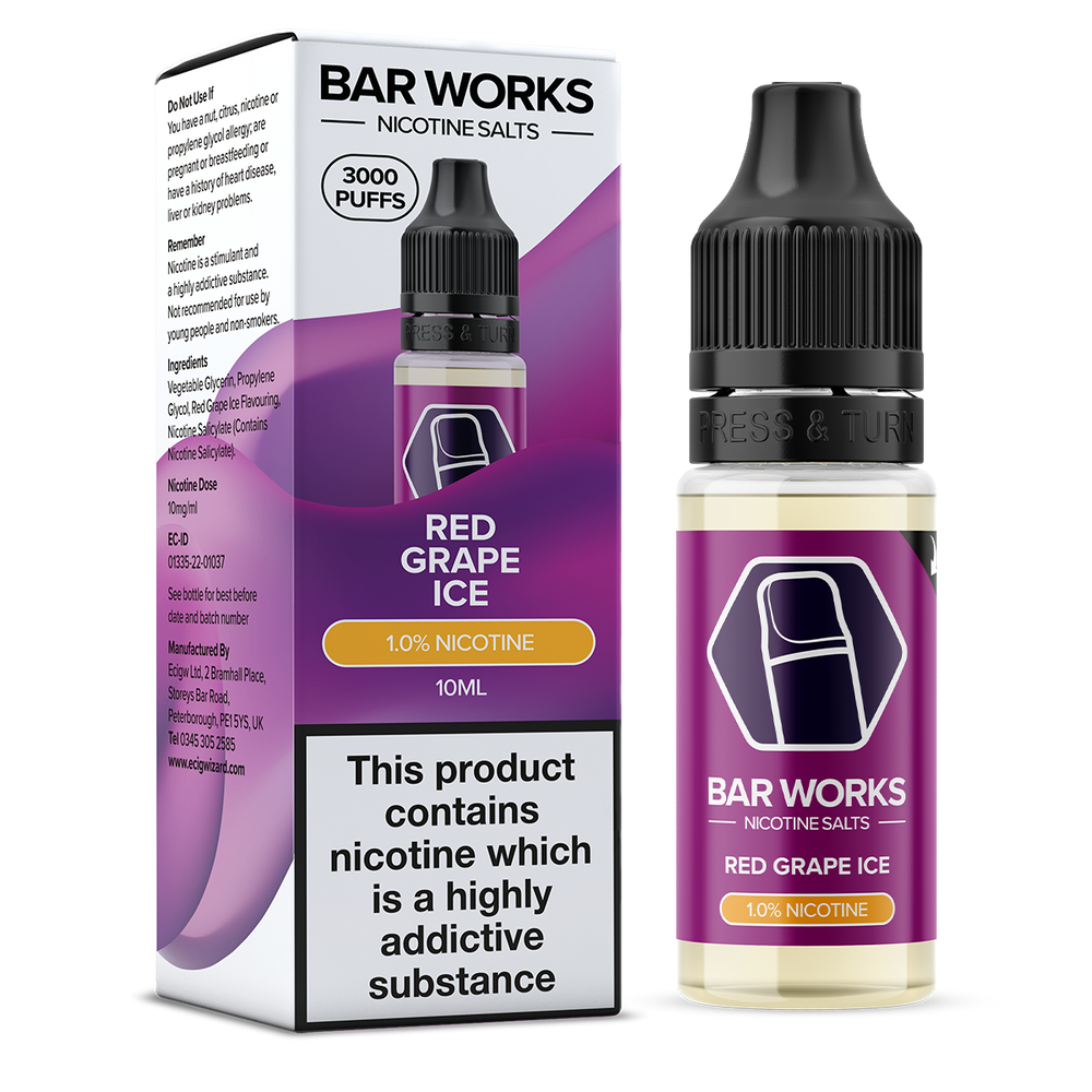 Red Grape Ice Bar Works Nic Salt E-Liquid | Vape Juice  Aquavape