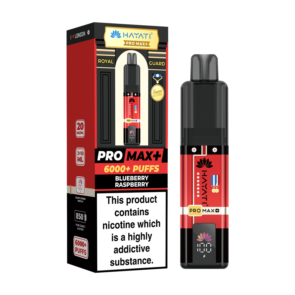 Hayati Pro Max Plus 6000 London Souvenir Edition royal guard blueberry raspberry
