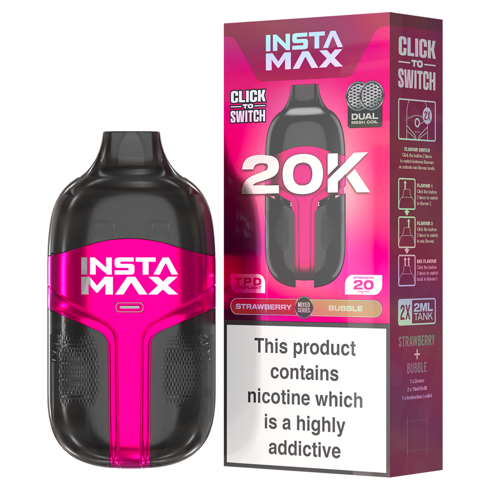 Strawberry & Bubble Insta Max 20K Big Puff Vape