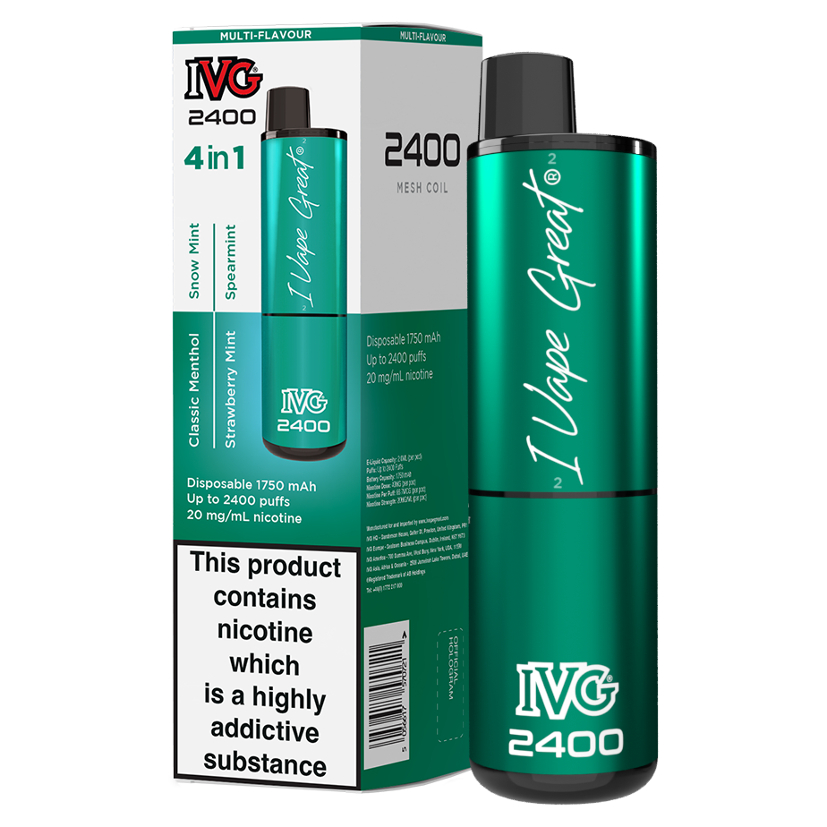 Mint Edition IVG 2400 Disposable Vape | 3 For £30 – Aquavape