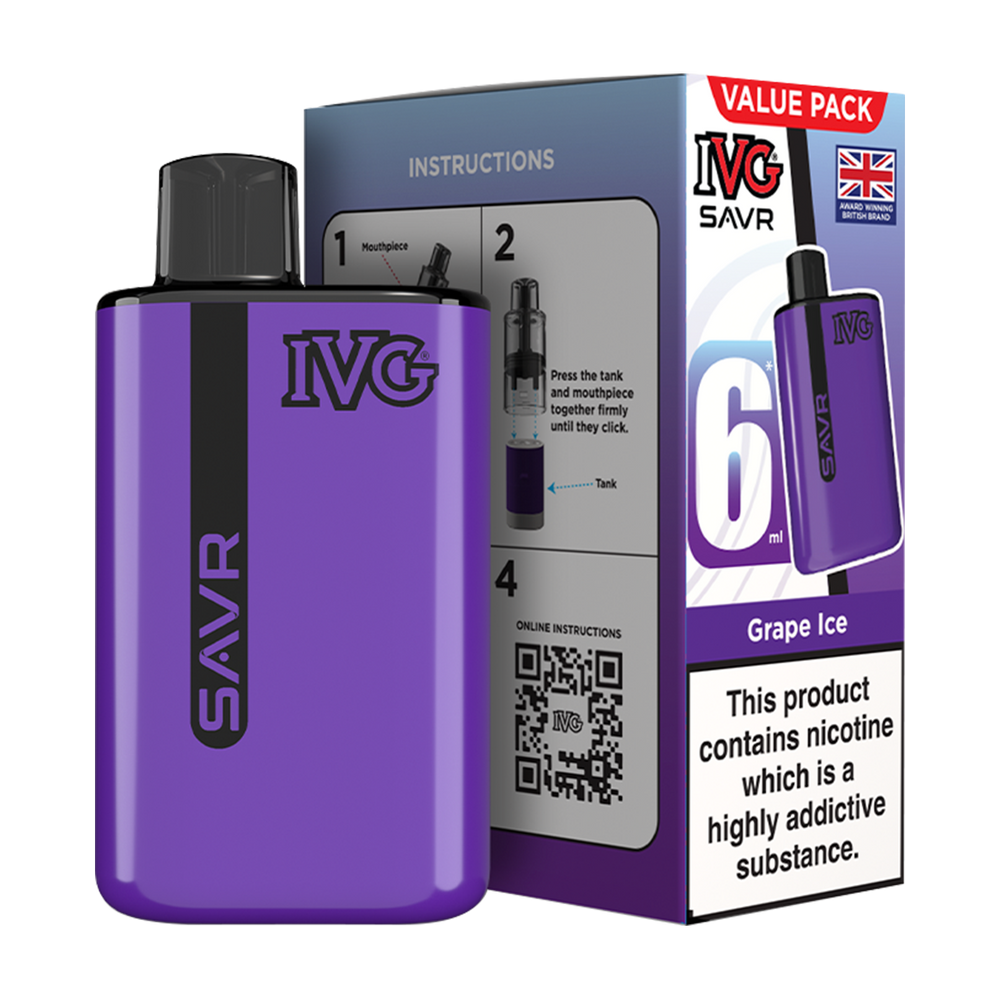 IVG SAVR Vape Kit Grape Ice 6ml