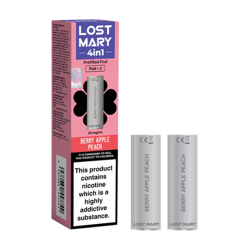 lost mary 4in1 berry apple peach x2 pods new