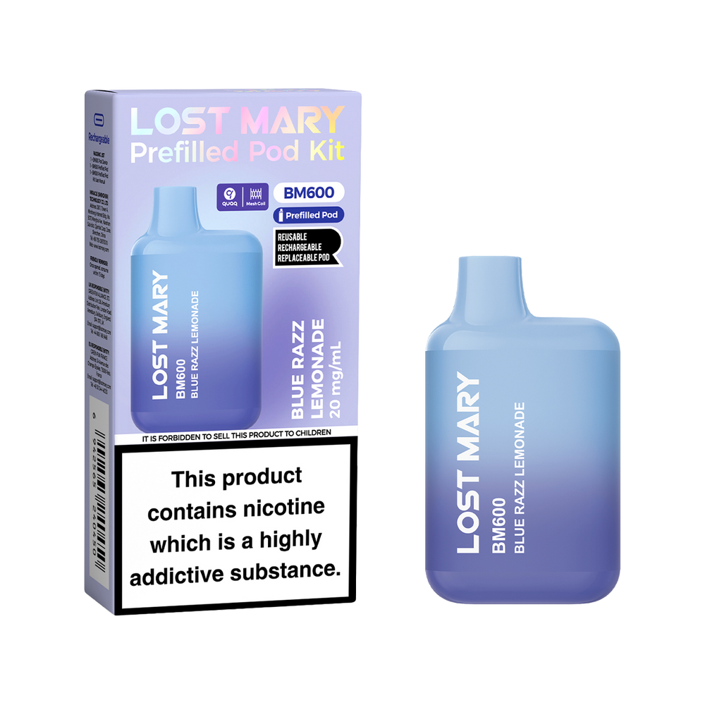 Lost Mary BM600 Prefilled Pod Kit blue razz lemonade