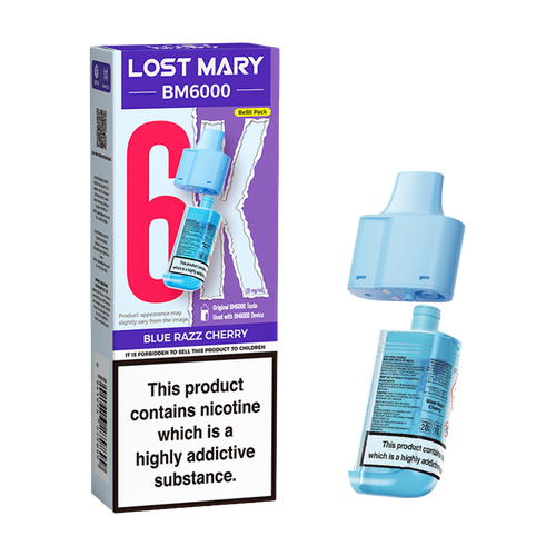 lost mary bm6000 refill pack blue razz cherry