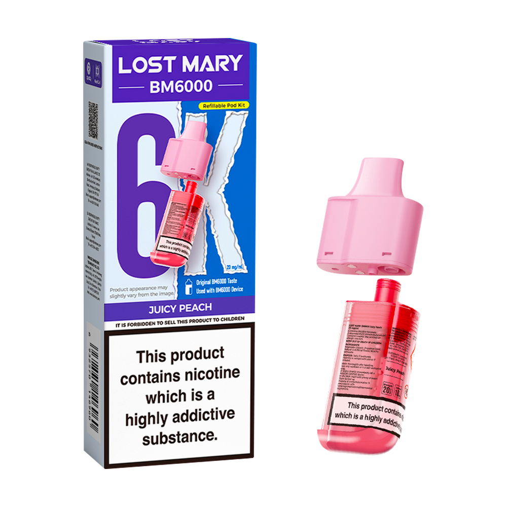 Juicy Peach Lost Mary BM6000 Refill Pack Aquavape Juicy Peach Lost Mary BM6000 Refill Pack Aquavape