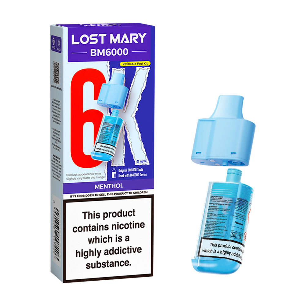 Menthol Lost Mary BM6000 Refill Pack Aquavape Menthol Lost Mary BM6000 Refill Pack Aquavape