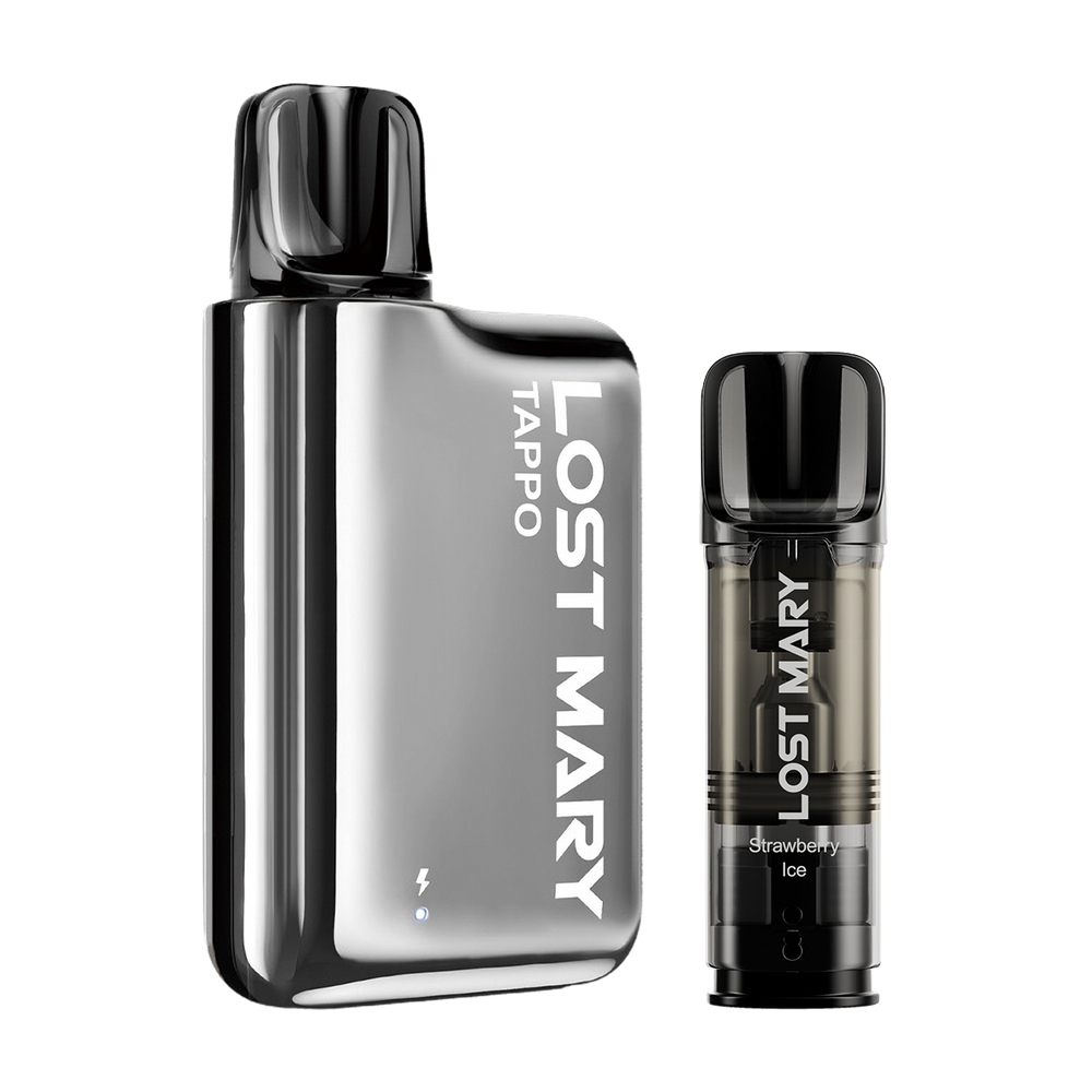 Lost Mary Tappo Pod Kit Silver Stainless Steel and Strawberry Ice
