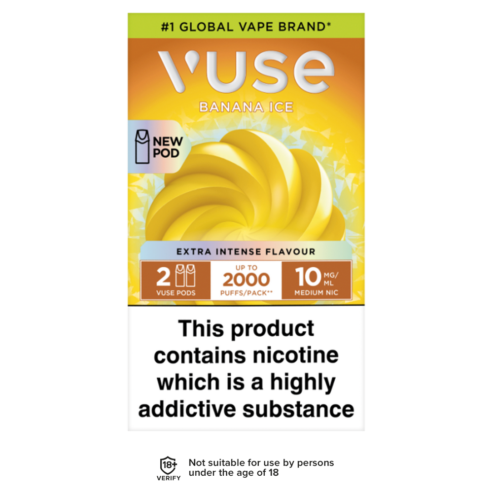 Banana Ice Vuse Pro Pods | 3 Pods For 15 Aquavape Banana Ice Vuse Pro Pods | 3 Pods For 15 Aquavape