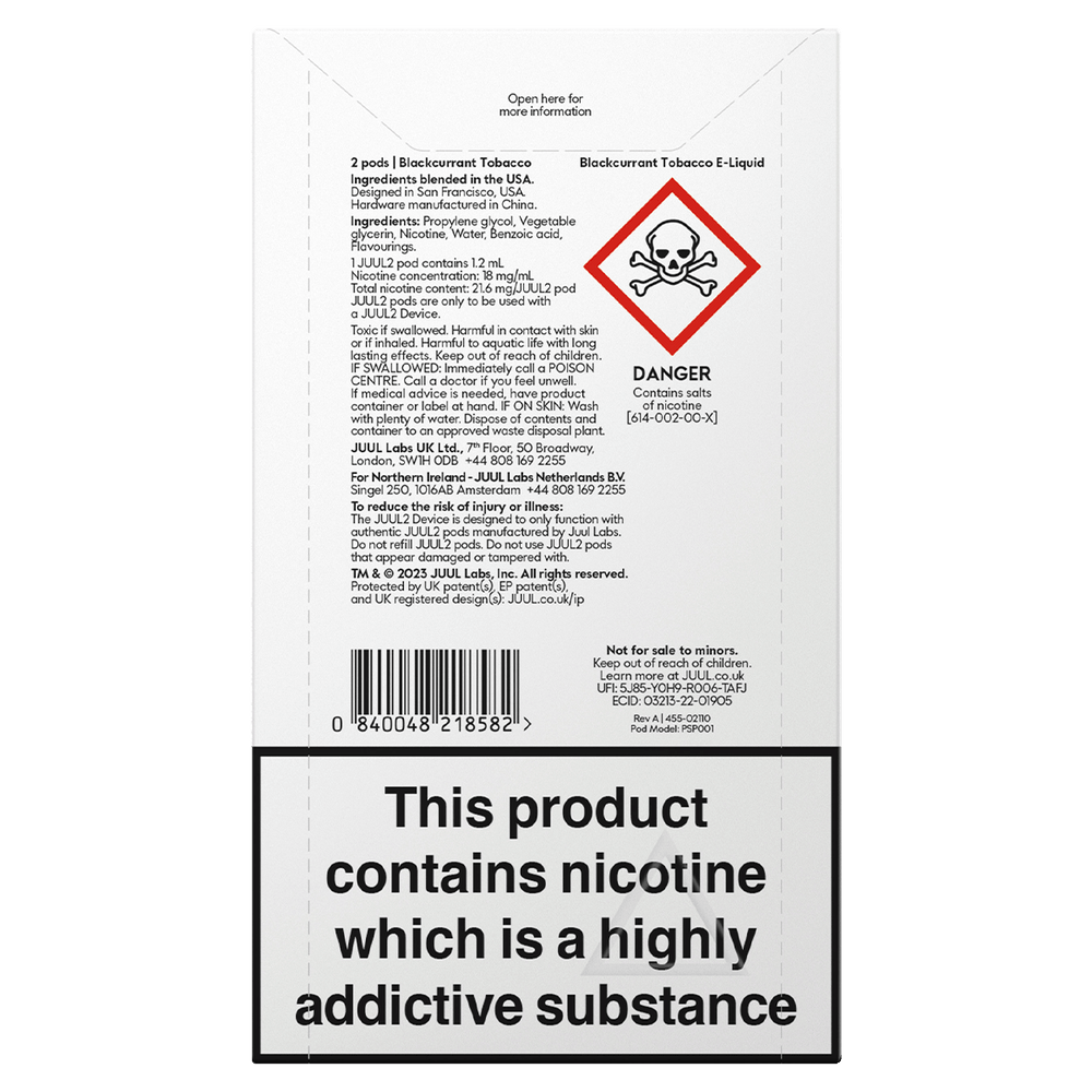 JUUL2 Blackcurrant Tobacco (Pack of 2) Back